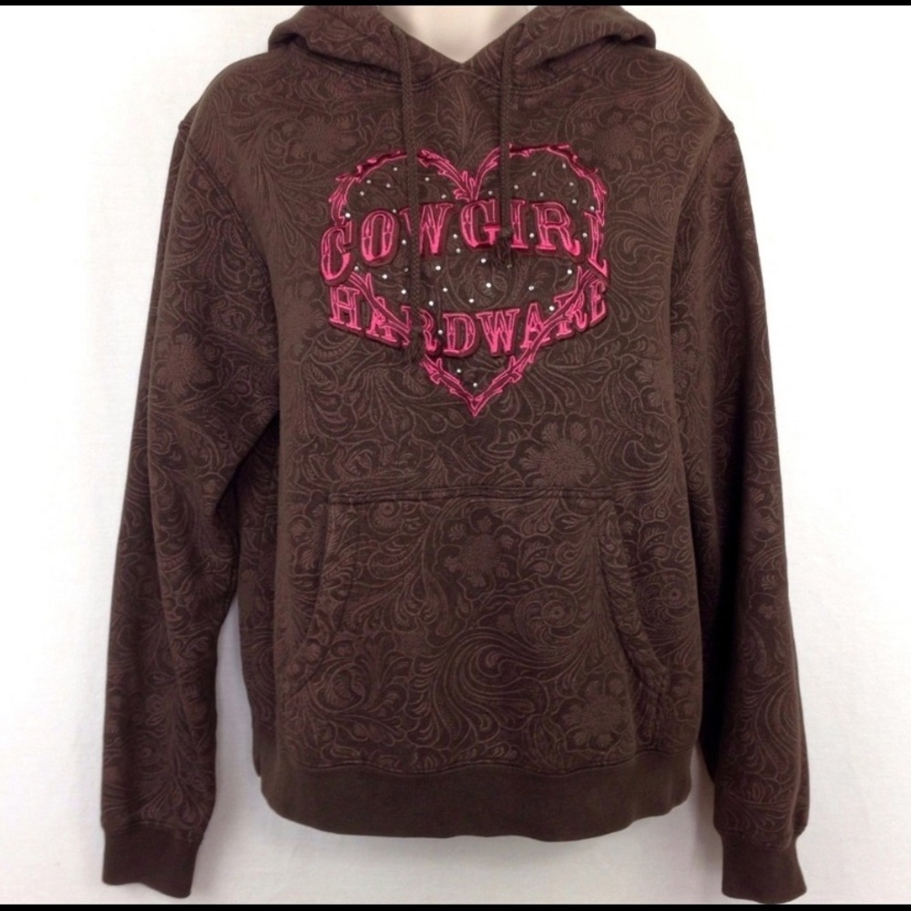 Cowgirl Hardware Hoodie Womens S Pullover Brown